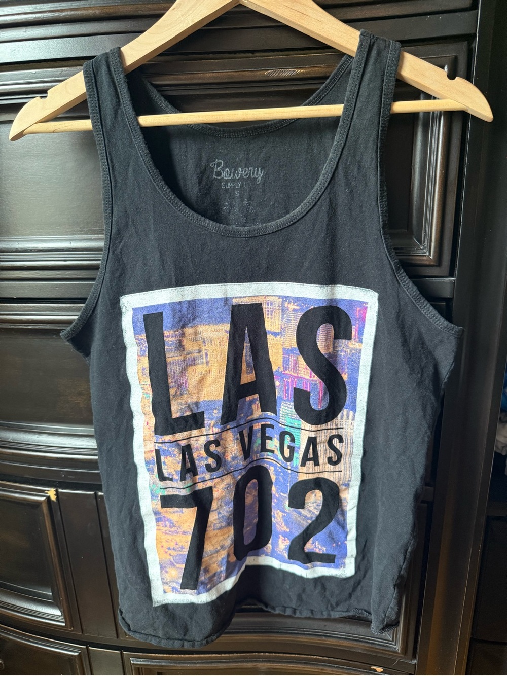 Bowery Black Las Vegas Graphic Tank Top - 702 Print